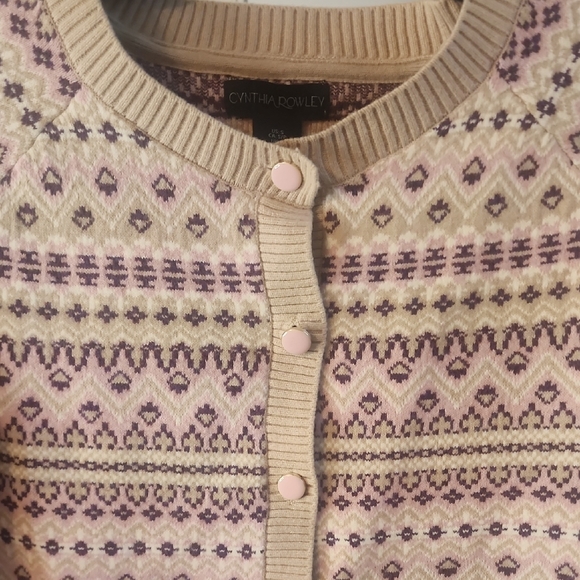 Cynthia Rowley Womens Fair Isle Cardigan Sweater Size S - Picture 3 of 5